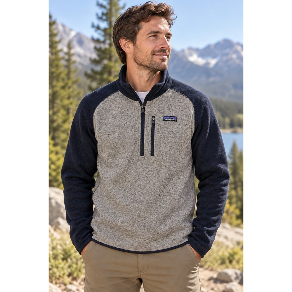Patagonia Better Sweater 1/4 Zip Fleece Pullover Men's Small Gray Navy Gorpcore